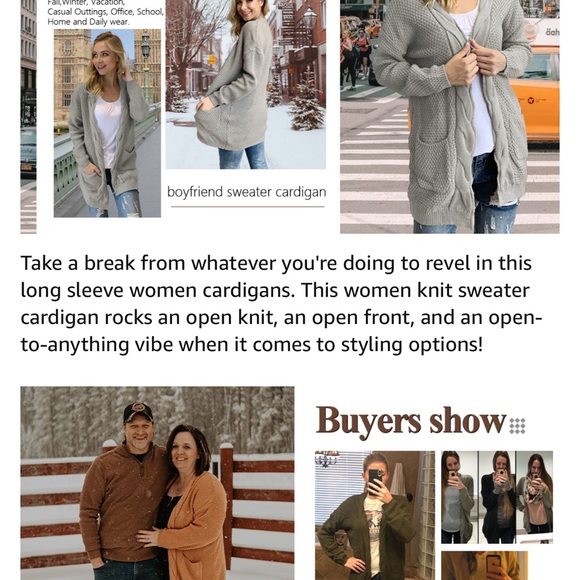 Beautiful Women’s Open Front Long Sleeve Boho Boyfriend Knit Chunky Cardigan - Picture 9 of 11